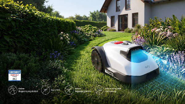 eufy C15 mäht den Rasen vor der Unkrautentfernung