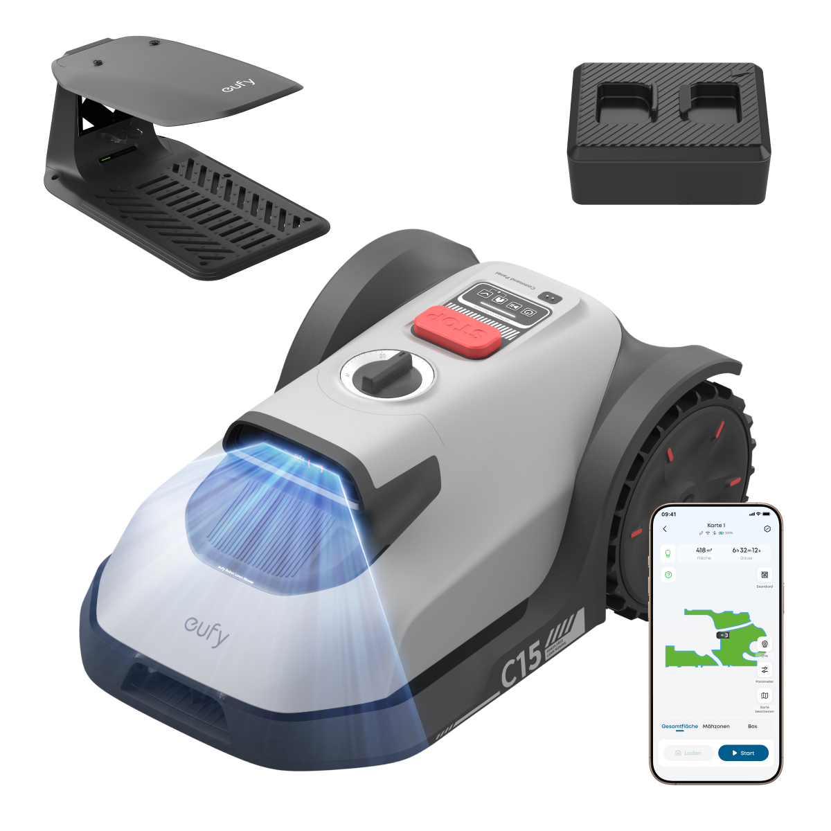 eufy Mähroboter C15 Standard mit Garage und eufy 4G-Modul