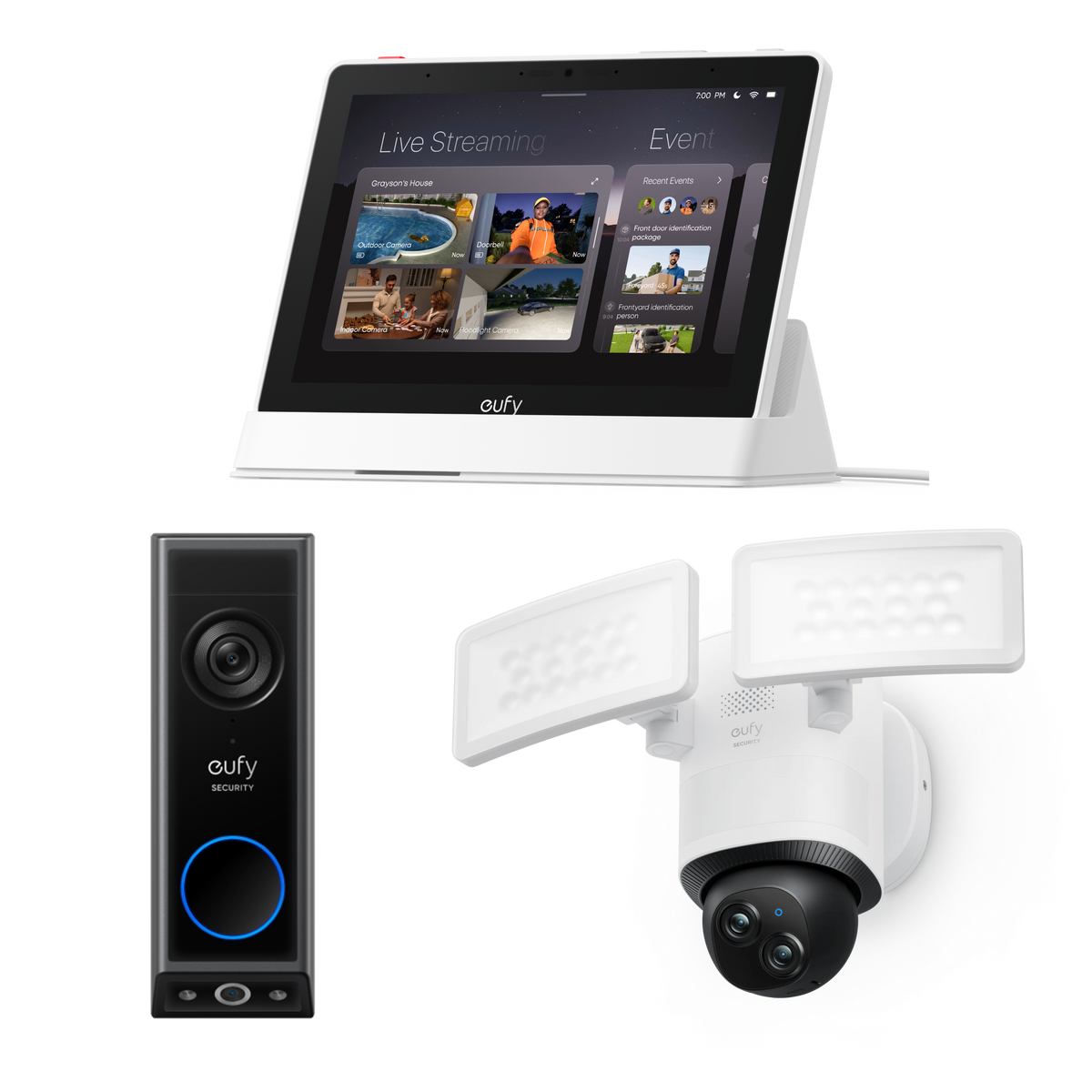 eufy Türklingel mit Kamera E340, Flutlichtkamera E340 und Smart Display E10
