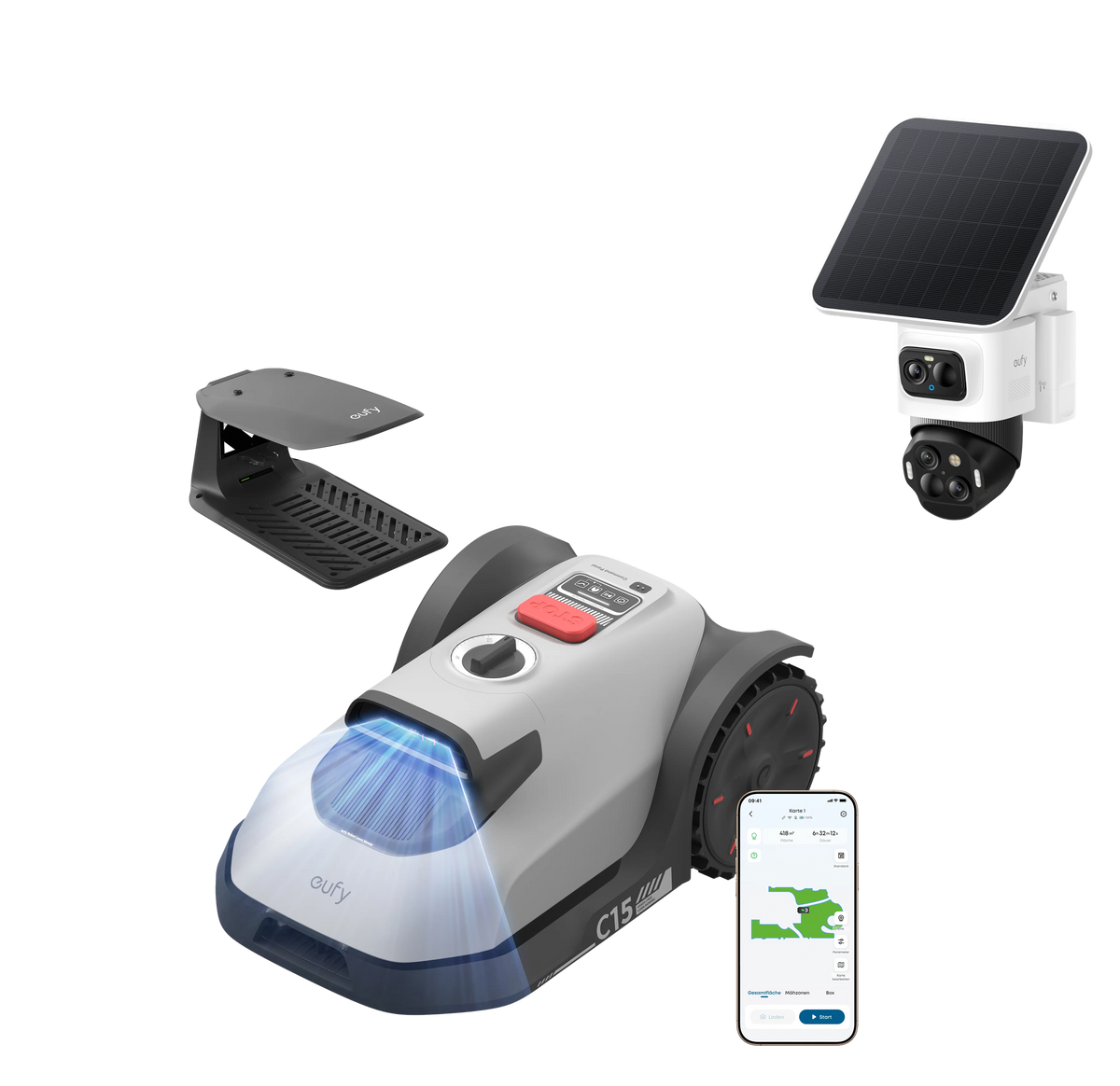 eufy Mähroboter C15 Standard mit Garage und eufyCam S4