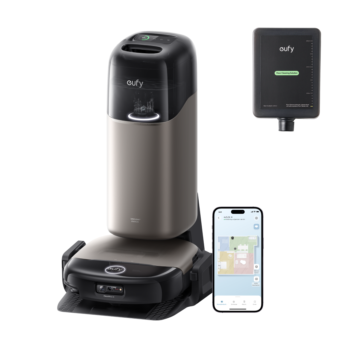 eufy Saug- und Wischroboter HydroJet S2 und eufy Hartbodenreiniger